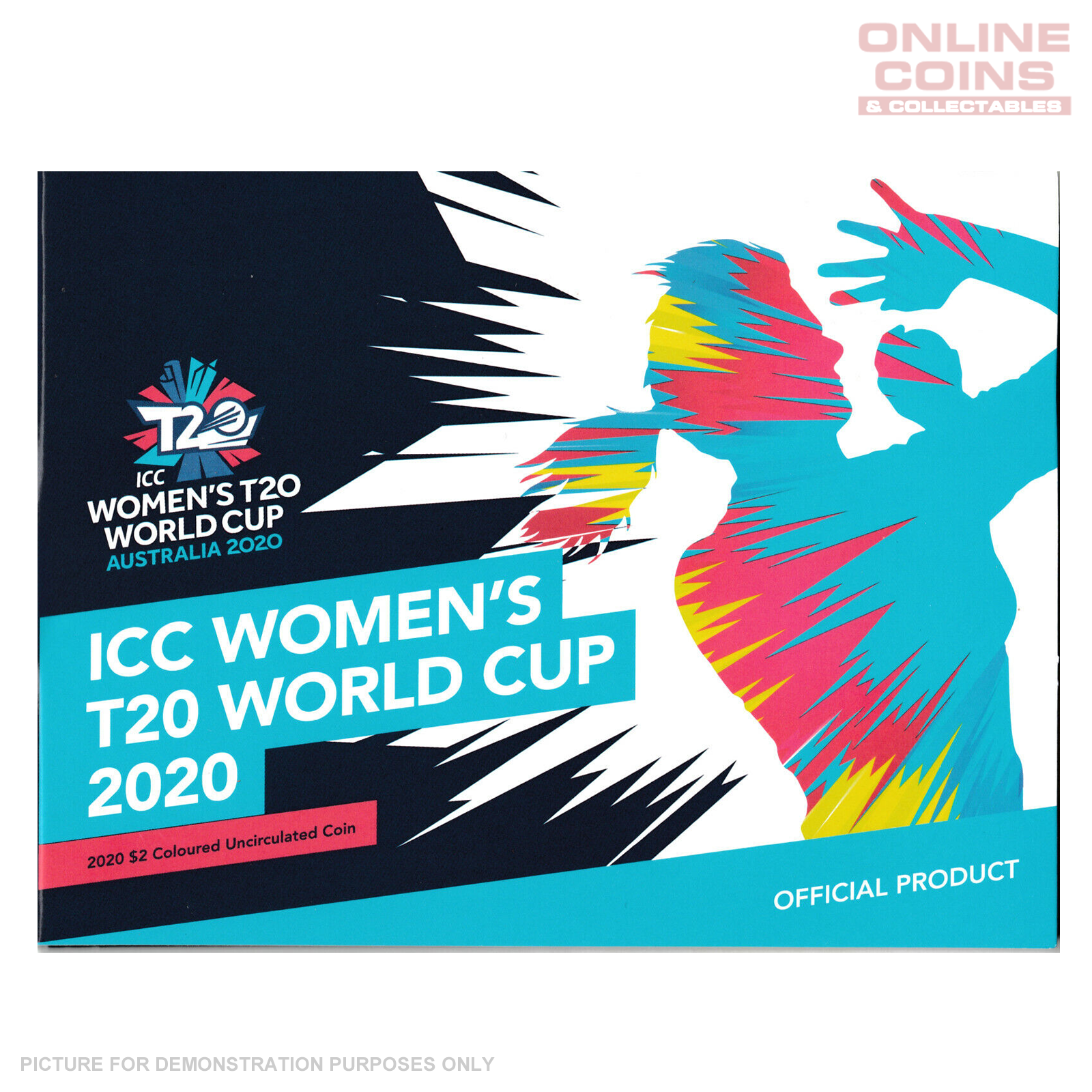 2020 ICC Women's T20 World Cup Coloured $2 Coin In Card (Damaged)